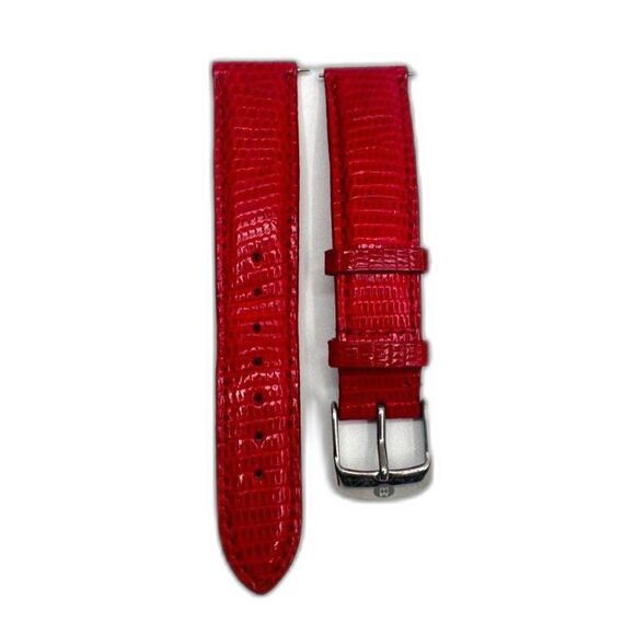 MICHELE 18mm Genuine Lizard Red Strap Retail $120 Silver Buckle - Picture 2 of 5
